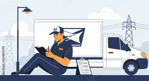 Delivery Driver Completing Package Checklist Outdoors