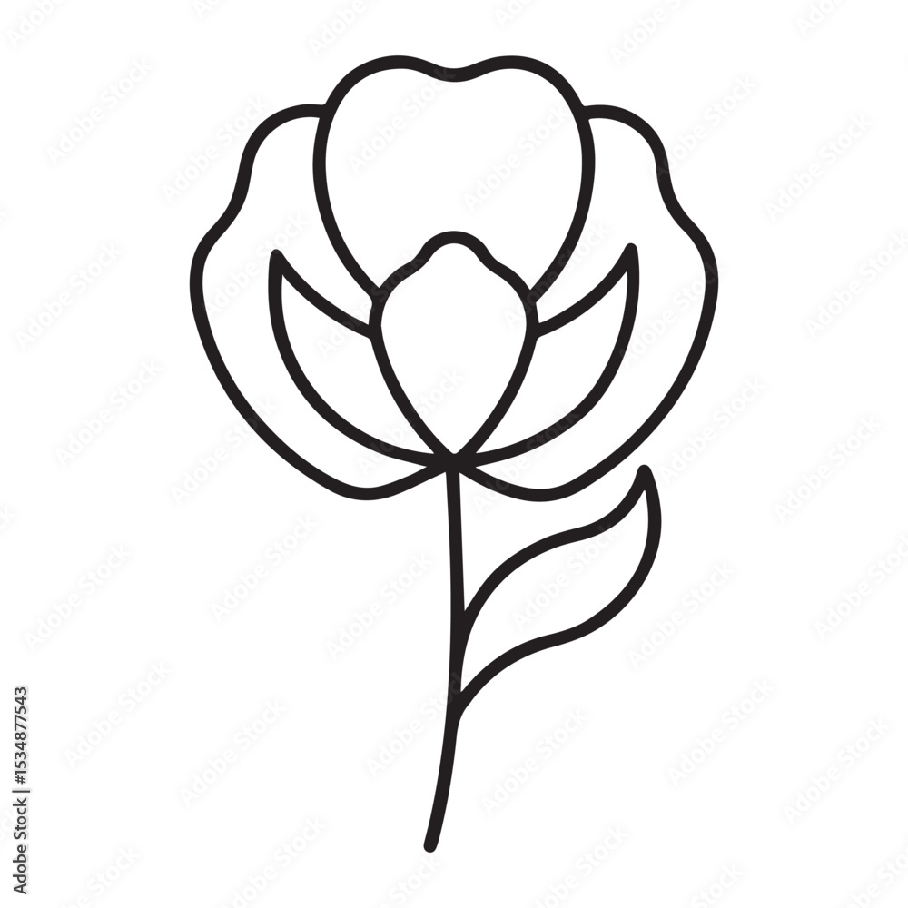 Obraz premium a poppy flower icon with a delicate wavy petal