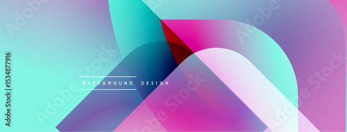 Abstract gradients blend, creating dynamic visual flow. Shapes overlap, forming modern background design. Colors shift smoothly, evoking energy.