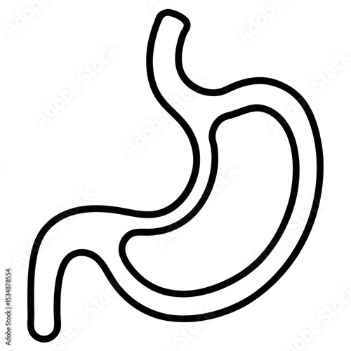 Human Stomach Organ Outline Icon - Digestive System Anatomy and Health Vector Illustration
