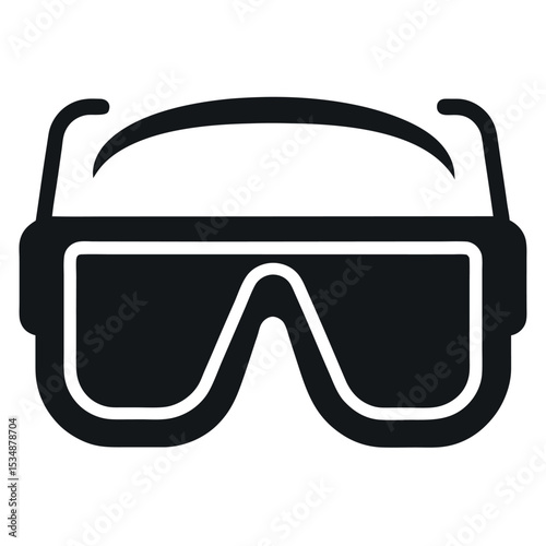 Black Silhouette Diving Mask Icon - Essential Eye Protection for Underwater Exploration and Water Sports