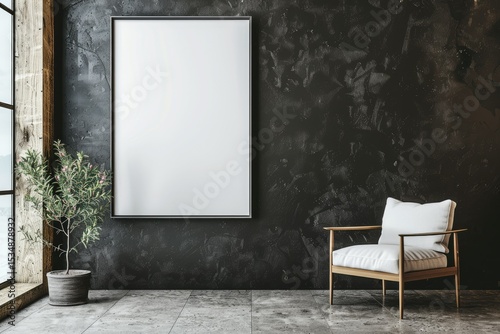 Ultra Quality Image of Modern Room with Poster and Chair