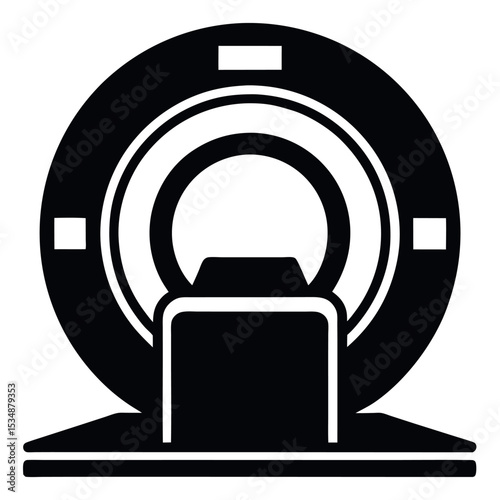 Medical CT Scan or MRI Machine Silhouette Icon - Radiology, Hospital Diagnostics, and Health Imaging