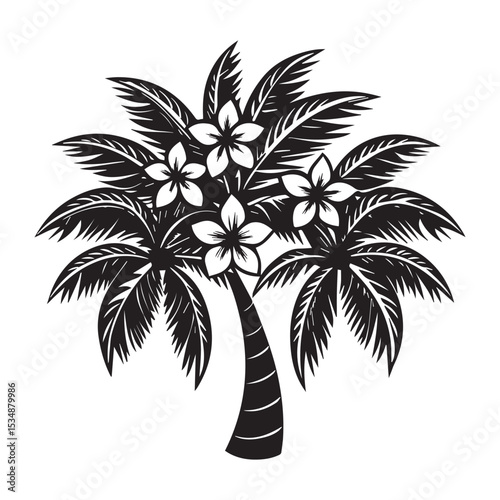  palm trees coconut tree flower icon with clustered blooms