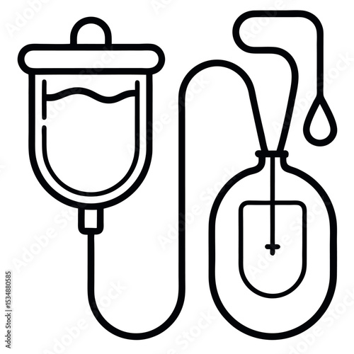 Medical IV Drip and Urine Catheter Bag Outline Icon - Hospital, Patient Care, and Healthcare System