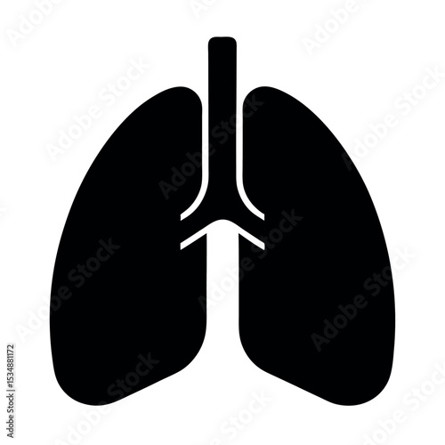 Simple Human Lungs Silhouette Vector Icon - Respiratory Health, Medical, and Anatomy Symbol Design
