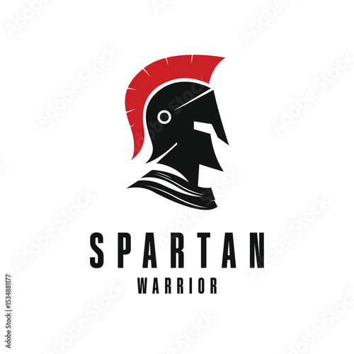 spartan warrior helmet silhouette logo design concept idea