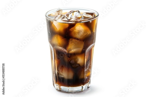 Iced coffee espresso in cup glass isolated on white background clipping path