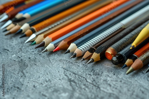 A Collection of Pens Pencils Pens Pencils and Pencils Are Laid Out on a Table
