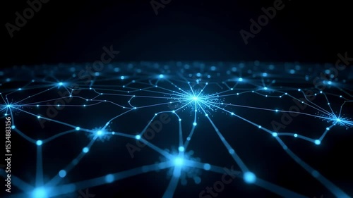 Abstract Blue Network Connections Digital Data Flow Futuristic Technology Background