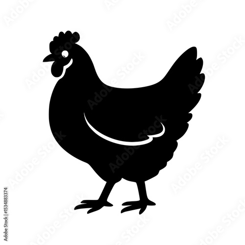 black hen vector on white background,black chicken silhouette vector on white background