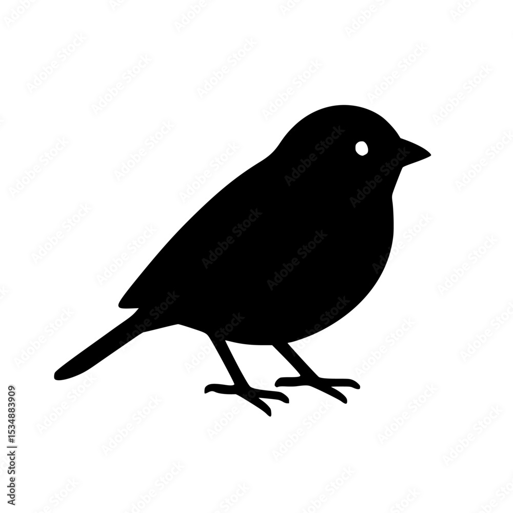 Obraz premium black small bird silhouette vector on white background