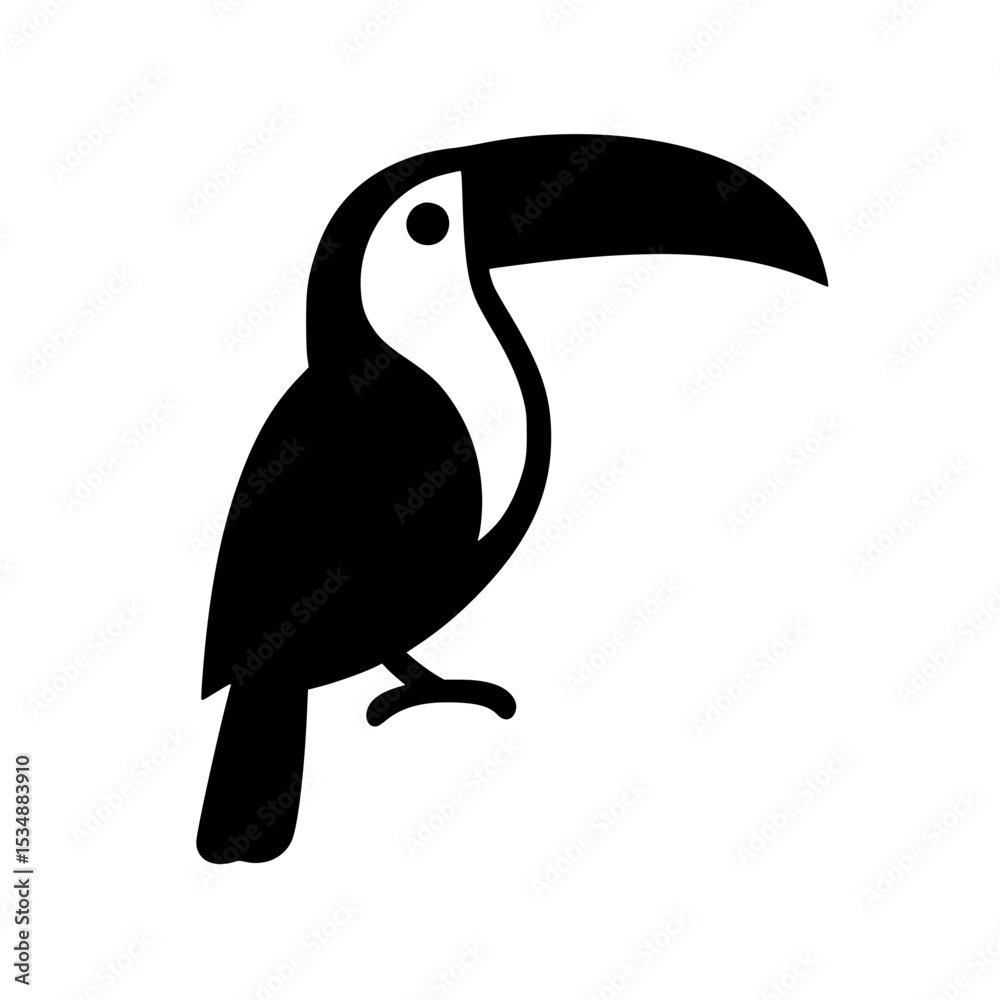 Obraz premium toucan bird on white background,illustration of a toucan,toucan bird on a branch