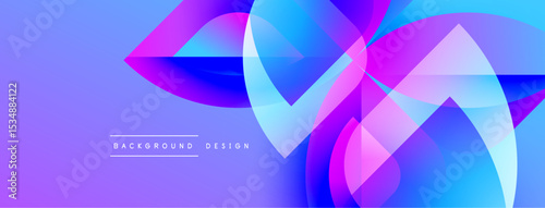 Abstract vibrant design. Overlapping shapes create dynamic flow, using purple, blue, pink hues. Modern background element.