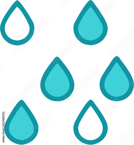 Realistic Water Droplet Set on White Background – Transparent Isolated Drop Elements