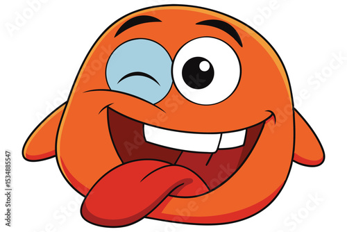 a cartoon image of a mischievous character with a large winking eye eps