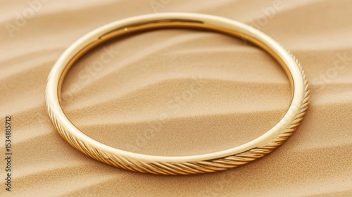 Gold bangle with textured design.