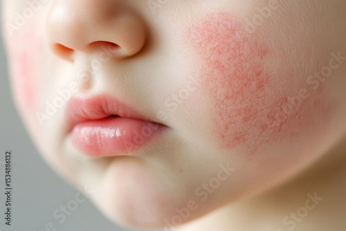Close-up of Child's Face with Flushed Cheeks and Soft Lips