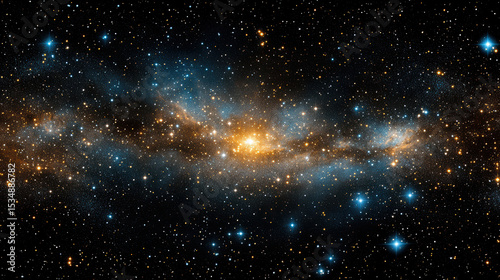Stunning view of rich, dense starfield filled with distant galaxies, showcasing vibrant colors