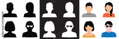 Avatar icon. person icon people. Male and female profile icon.  Vector for websites, mobile interfaces, presentations, banner, visual branding etc. Vector illustration. EPS 10