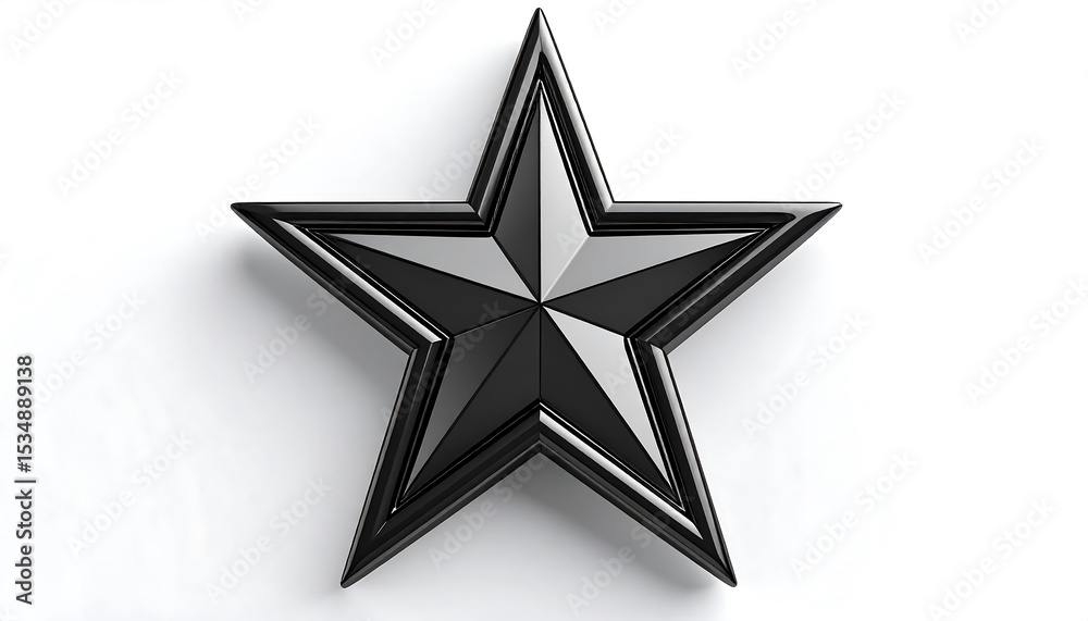 Obraz premium Glossy black star on white background