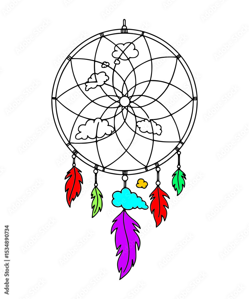 Fototapeta premium Dreamcatcher catching colorful dreams