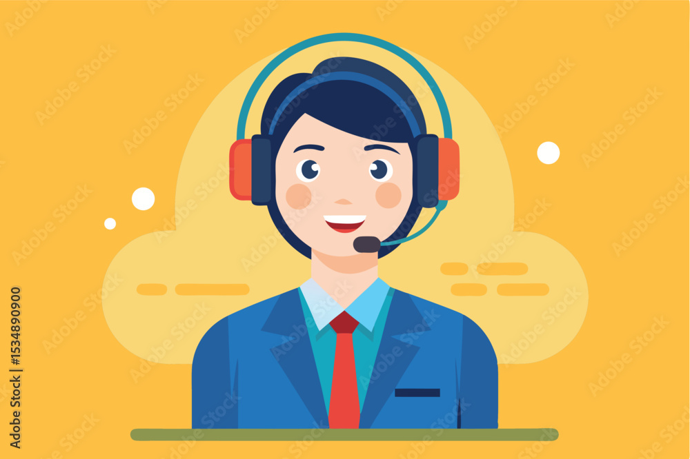 Customer service representative engaging with clients in a vibrant workspace during daytime