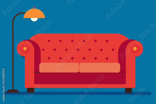 classic chesterfield sofa with floor lamp  .svg