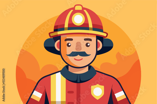 Firefighter in uniform stands proudly against a sunset background, showcasing bravery and dedication to public safety and service