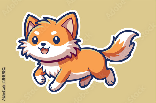 Cute orange cartoon fox character running joyfully in a playful pose with a cheerful expression