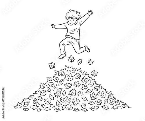 Jumping in a pile of autumn leaves