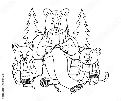 Knitting scarves for forest animals