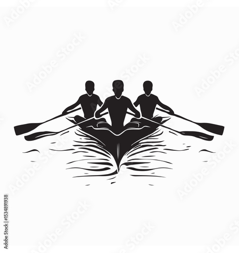 Teamwork Boat Images. Rowing Team Boat Silhouette Vectors and Vector Art.