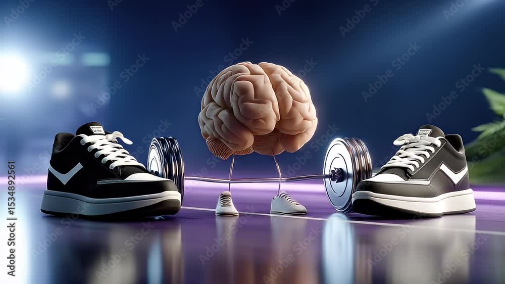 Brain lifting barbell mental fitness concept