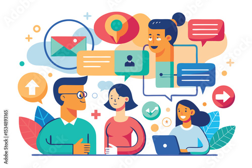 Group of people engaged in discussion and sharing ideas in an office setting during daytime