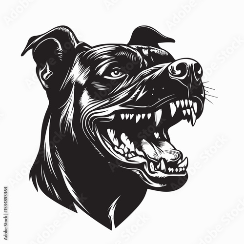 Aggressive Dog Shows Dangerous Teeth German image vector on white background.