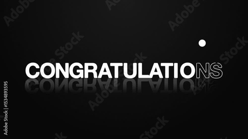 animated jumping or bouncing ball congratulations text word lettering typography glow neon reveal, Bright letters jump in the inscription congratulations theme video,motion seamless loop animated