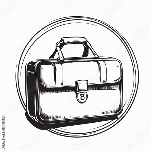 Briefcase image vector. Black and white Briefcase image vector isolated on white background.