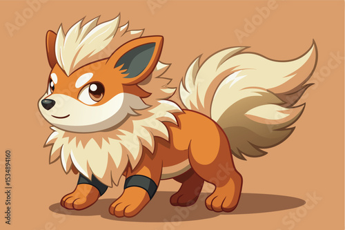 Cute cartoon puppy character with fluffy fur and bright eyes