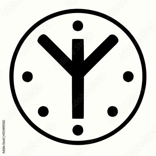 Vector clock icon: a business concept symbol illustrating time as money with an arrow dial design