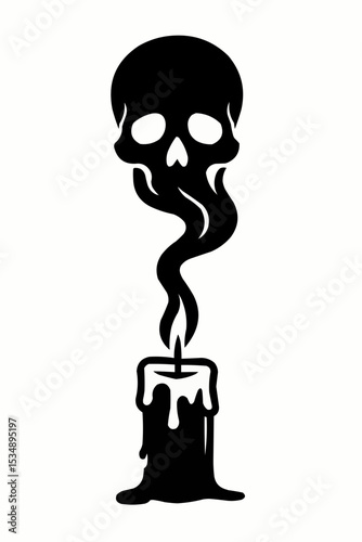 Cartoon vector illustration of a funny smoking monster character head with an eye and a black skull design mask
