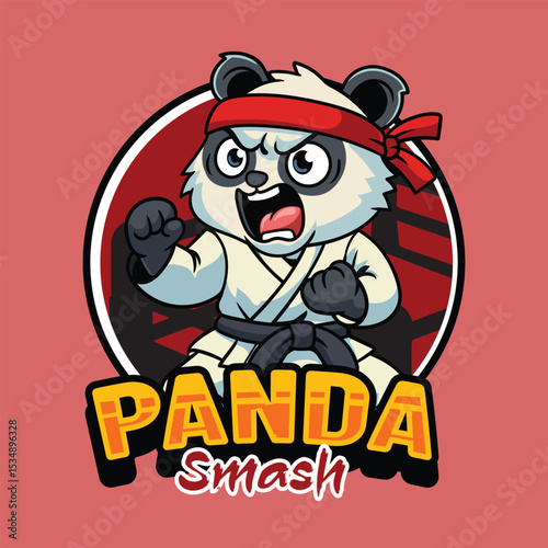 Cute cartoon pandas in martial arts poses wearing karate uniforms and headbands. Fun and dynamic illustration perfect for kids, sports, and character design themes