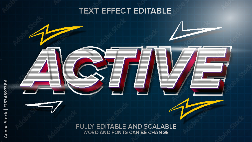 Naklejka premium active text effect editable vector