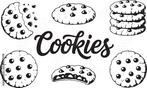 Delicious Chocolate Chip Cookies A Collection of Sweet Treats Illustrations