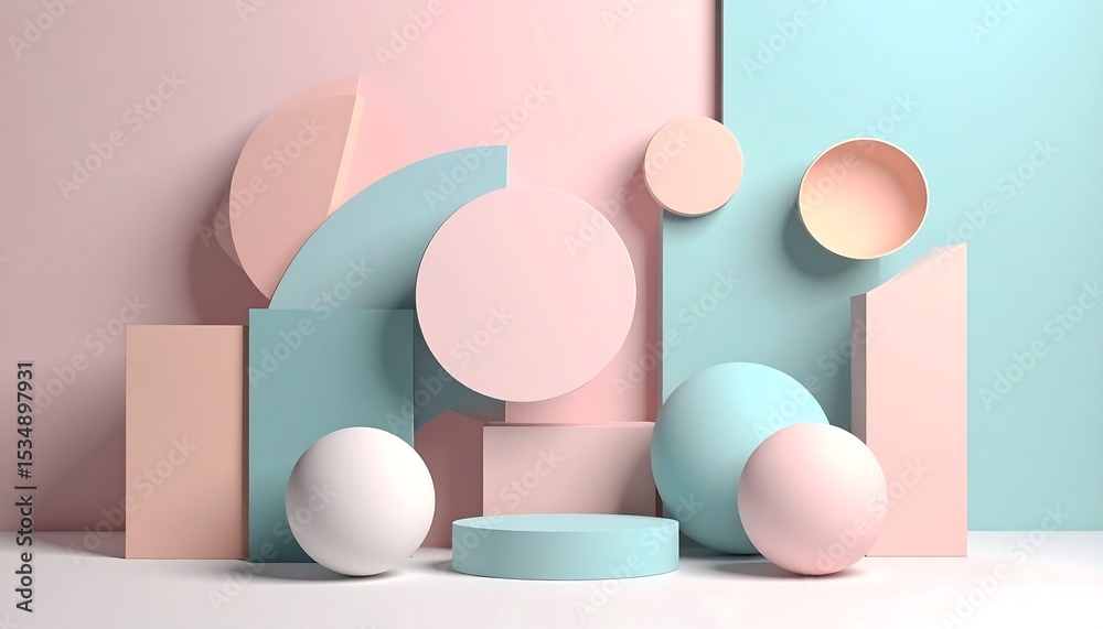 Fototapeta premium Abstract geometric shapes in pastel colors