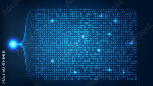 Big data visualization. Social network. Data mining. Vector technology background. Information analytics concept.