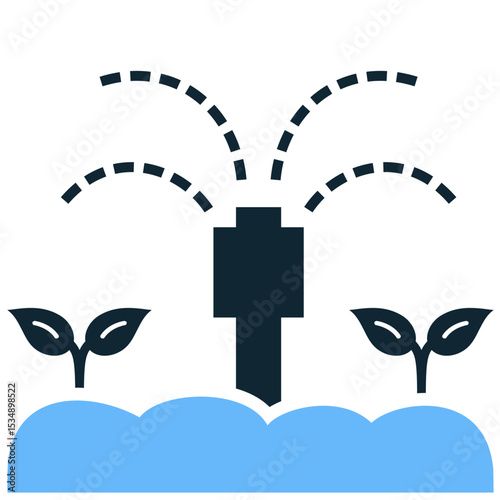 Irrigation icon vector for representing water delivery systems for agriculture. Ideal for smart farming, sustainable water management, and crop hydration.