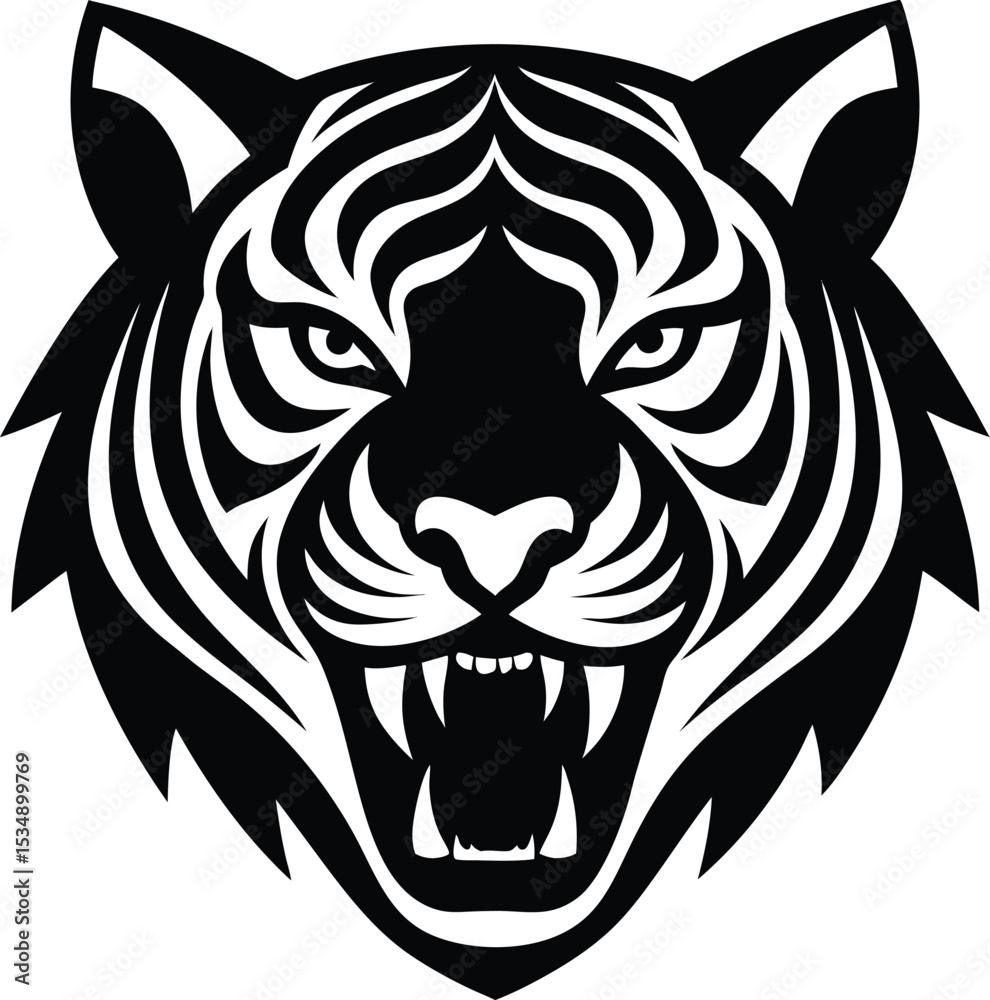 Fototapeta premium tiger head vector silhouette