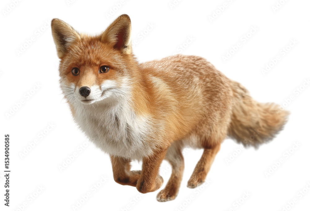 Obraz premium [Transparent Background PNG]Red Fox Running Isolated on White Background
