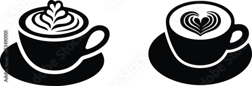Simple Black and White Latte Art Coffee Cup